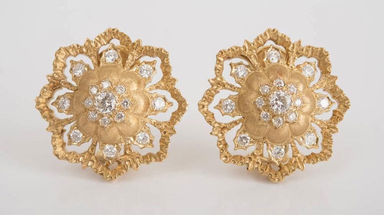 Pair of Buccellati 18k Yellow Gold and Diamond Earclips
