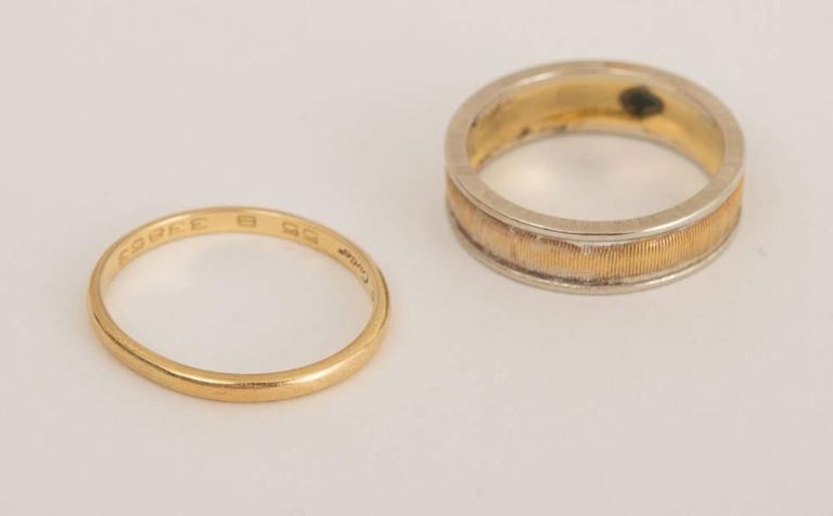 Buccellati 18k Two-color Gold Wedding Band and a Cartier 18k Yellow Gold Wedding Band