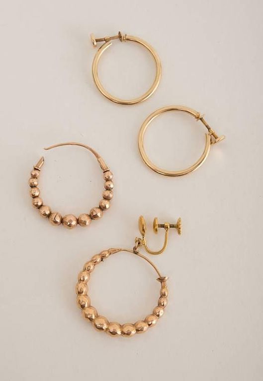 Two Pairs of 14k Yellow Gold Hoop Earrings
