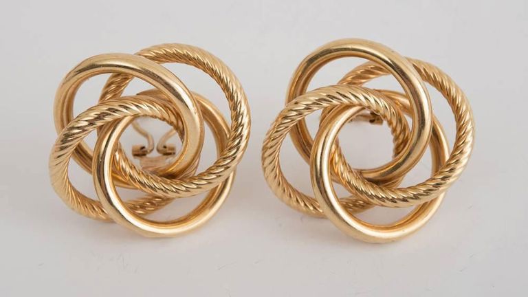 Pair of 14k Yellow Gold Rope Earclips