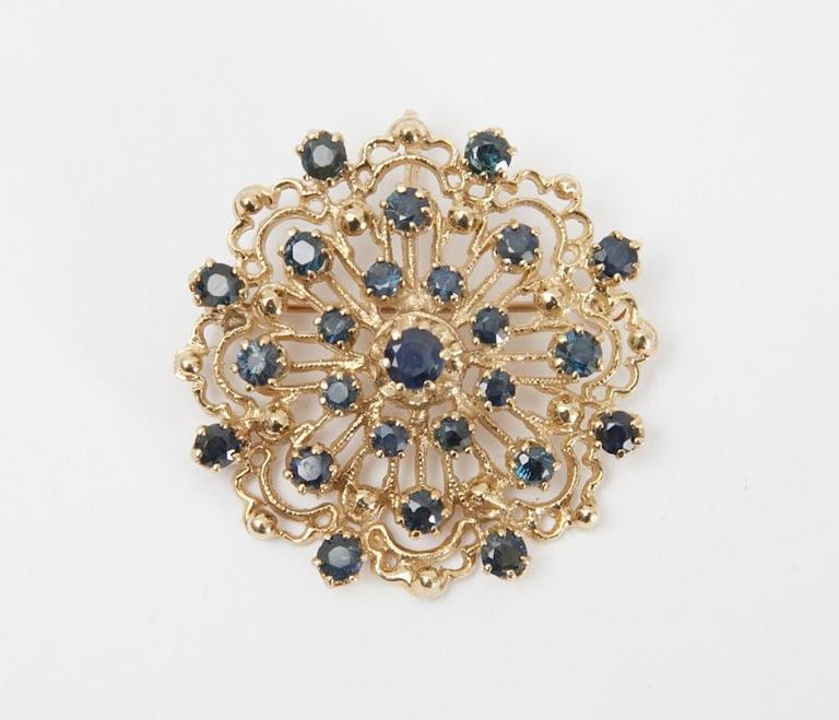 14k Gold and Sapphire Pendant Pin