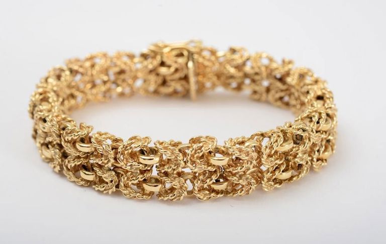 14k Gold Woven Textured Bracelet