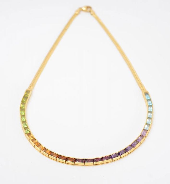 18k Gold and Colored Stone Necklace