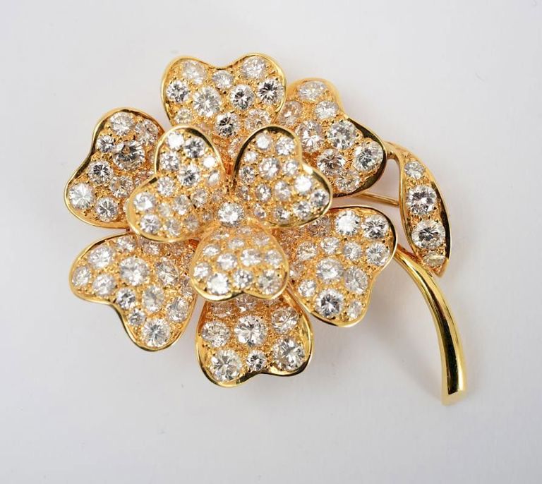 18k Gold and Diamond Brooch