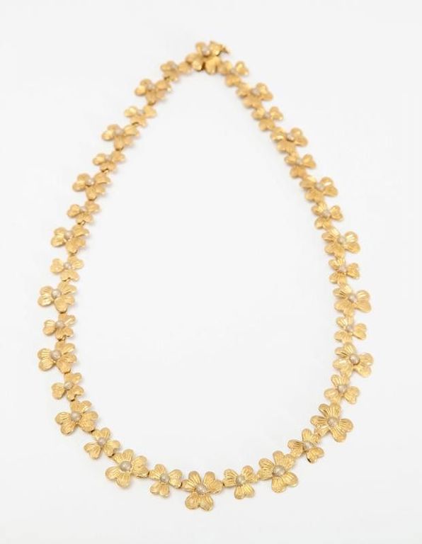 18k Yellow and White Gold Flower Necklace