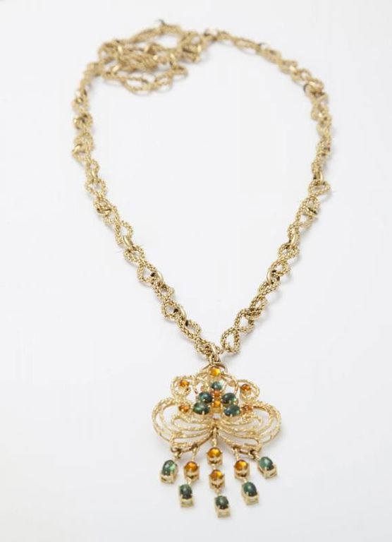 Contemporary 18k Gold and Hardstone Necklace