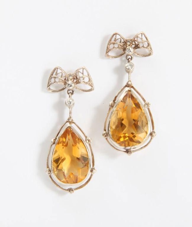 Pair of Citrine Pendant Earrings