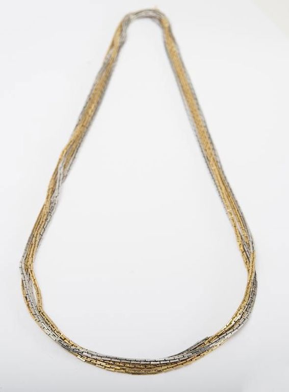 18k Yellow and White Gold Long Chain