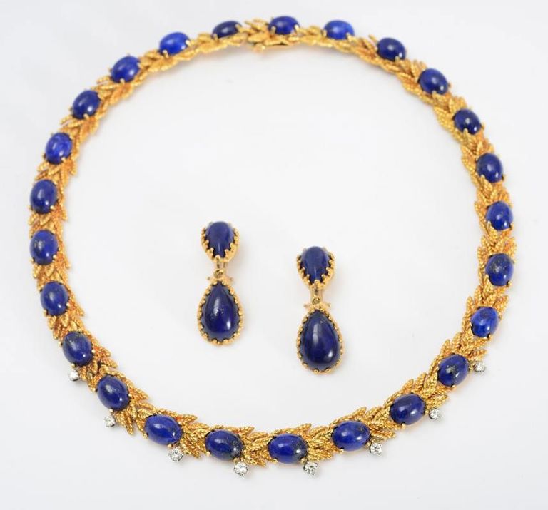 18k Gold, Lapis Lazuli and Diamond Necklace