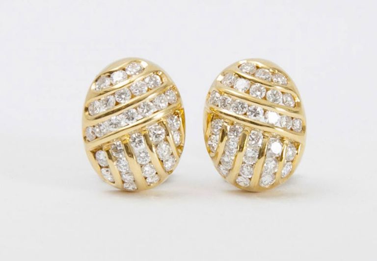 Pair of Tiffany & Co. 18k Gold and Diamond Earclips