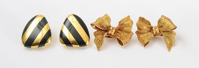 Two Pairs of Tiffany & Co. 18k Yellow Gold Earclips
