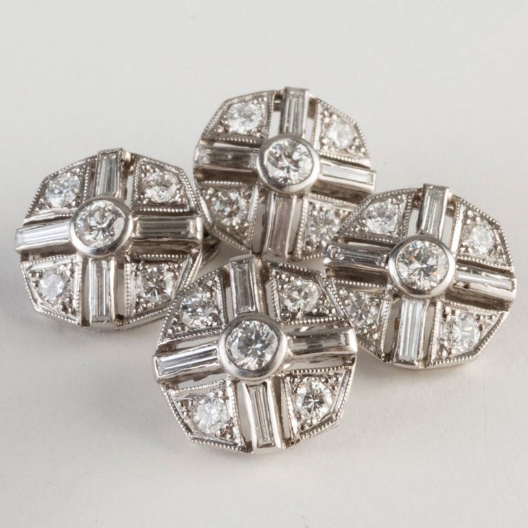 Pair of Platinum and Diamond Cufflinks