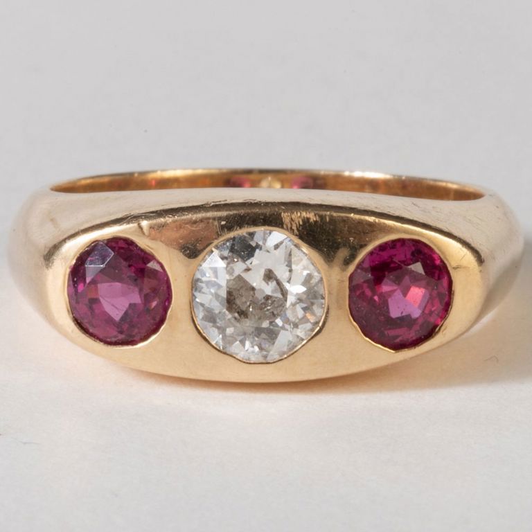 14k Gold, Diamond, and Ruby Ring