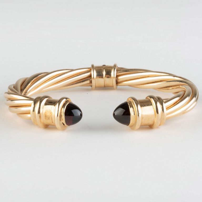 14k Gold and Garnet Cuff Bracelet