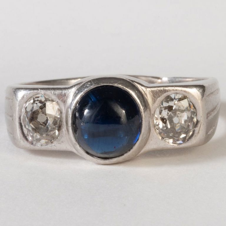 Platinum, Diamond and Sapphire Ring
