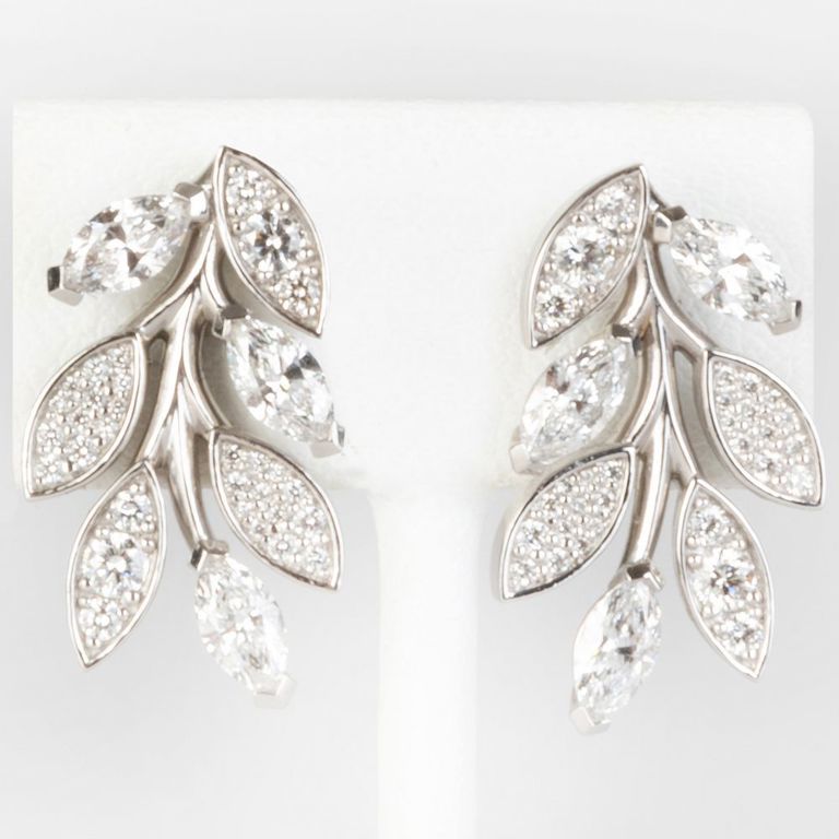 Tiffany & Co. Platinum and Diamond Floral Earrings