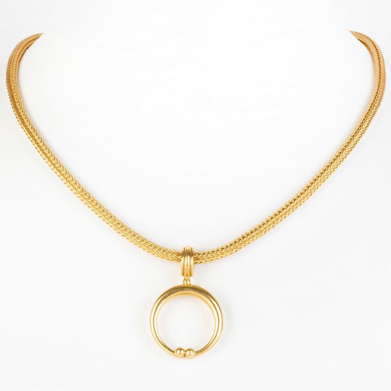 18k Gold Woven Pendant Necklace