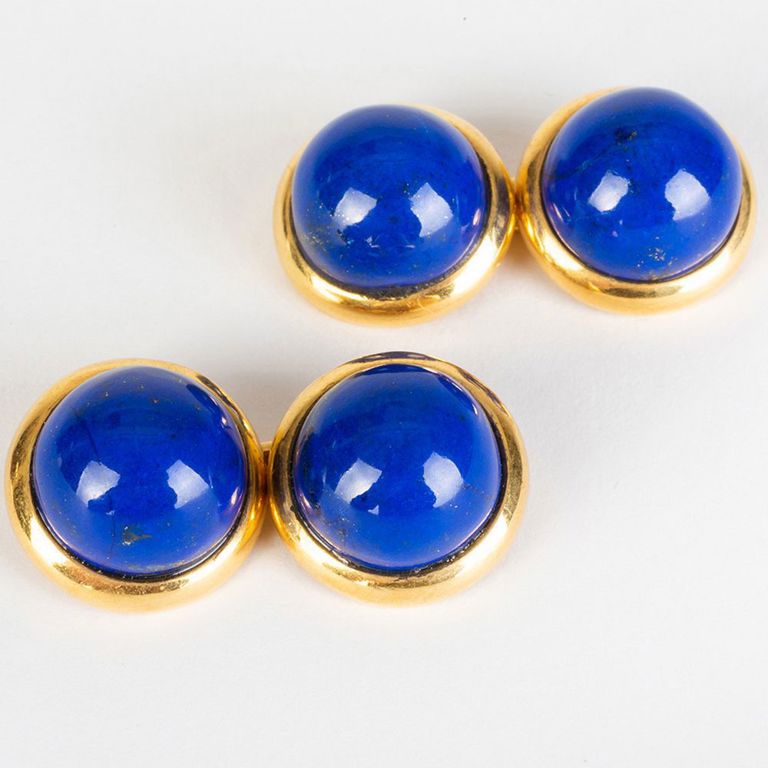 Pair of 18k Gold and Lapis Lazuli Cufflinks