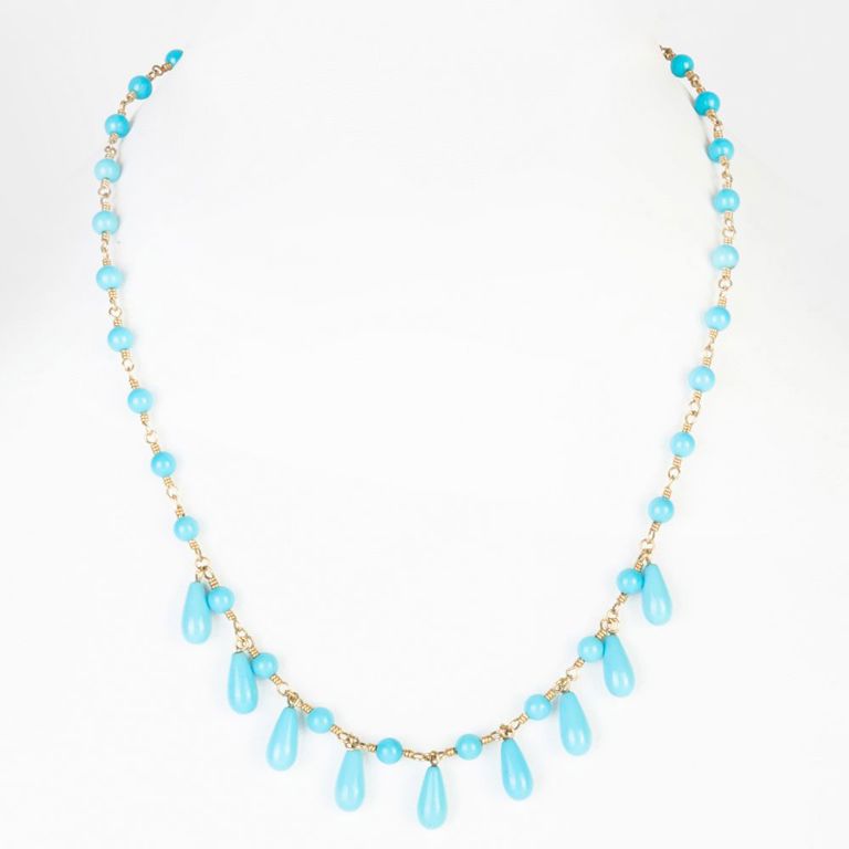 Tiffany & Co. 18k Gold and Turquoise Beaded Necklace