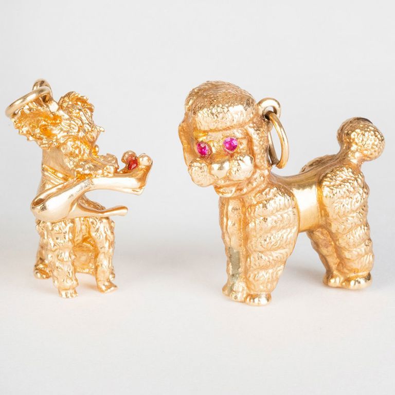 Two 14k Gold Dog Charms