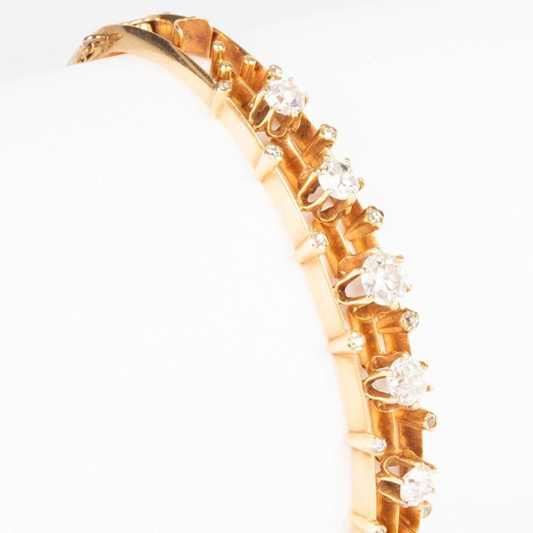14k Gold and Diamond Bangle Bracelet