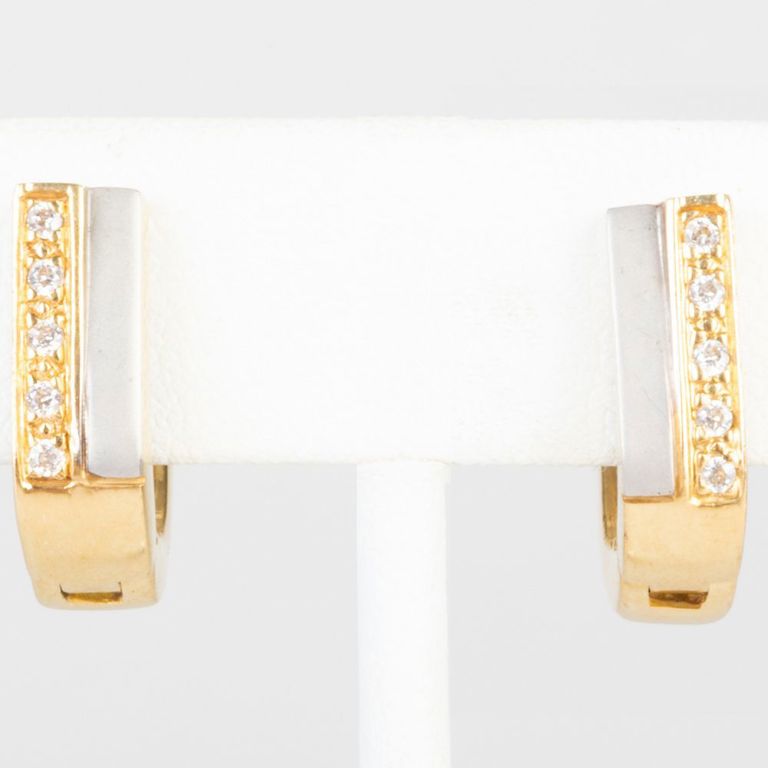 Two Pair of 14k Gold and Diamond Earrings