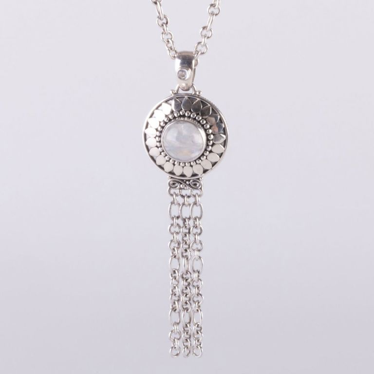 Sterling silver and opal pendant necklace