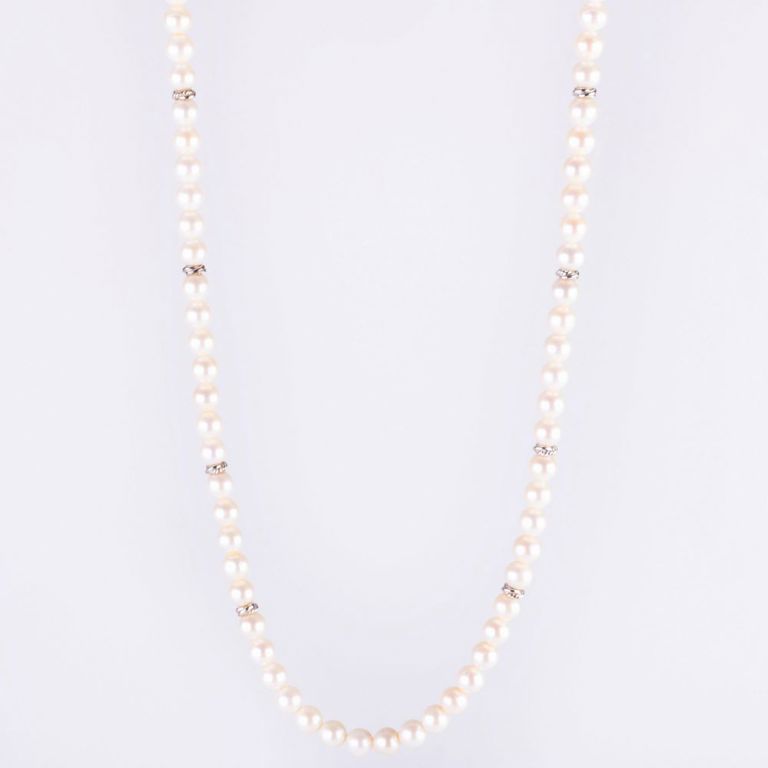 David Yurman pearl and sterling silver long necklace