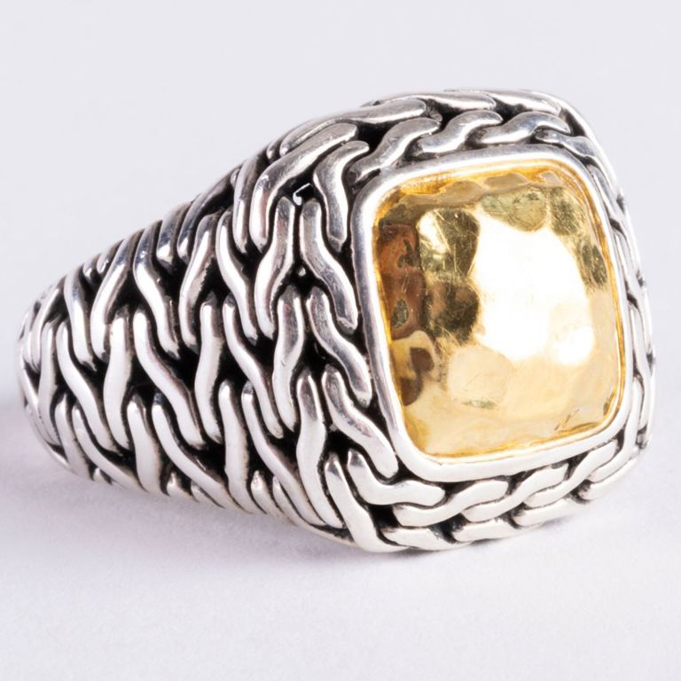 John Hardy sterling silver and 22k gold ring