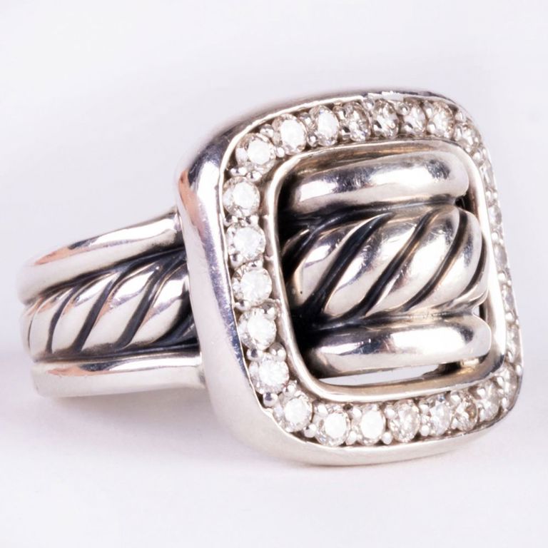 David Yurman sterling silver and diamond ring