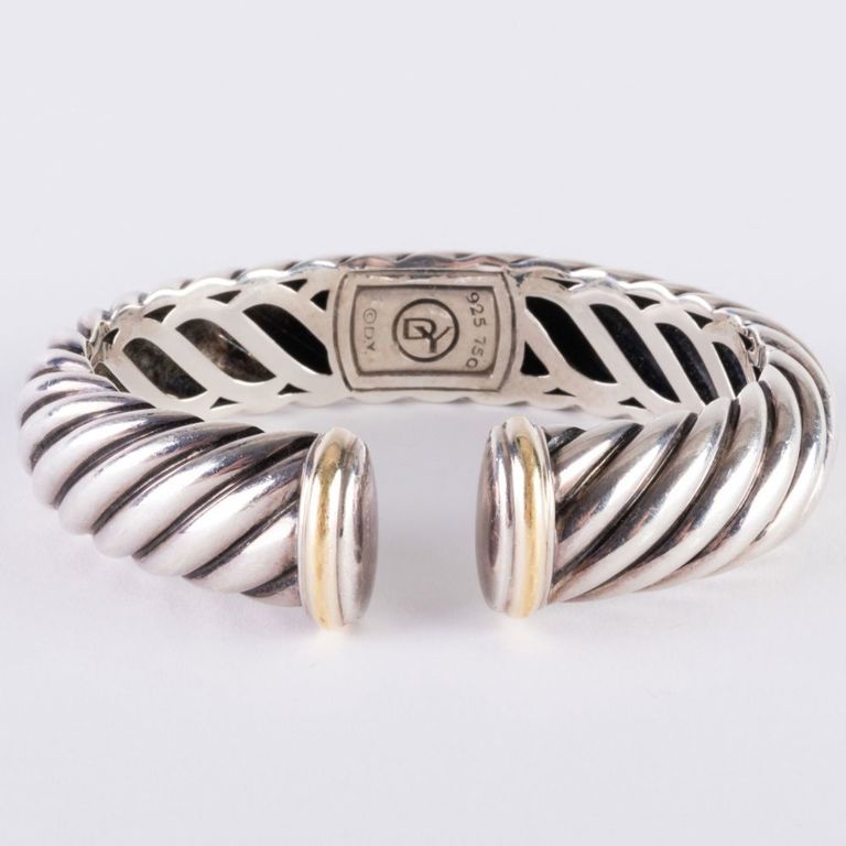 David Yurman sterling silver and 18k gold cuff bracelet