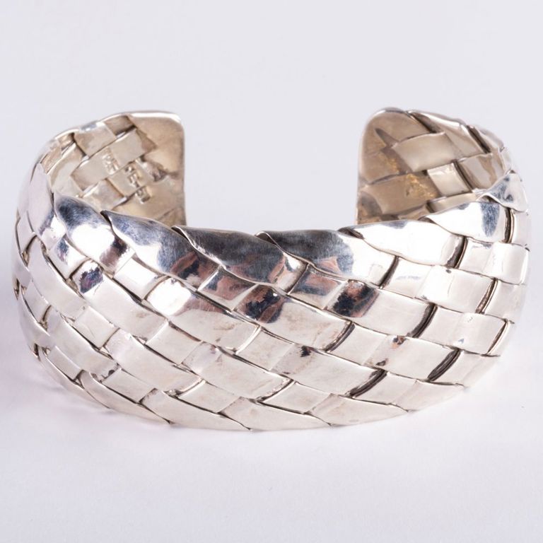 Caviar sterling silver woven cuff bracelet