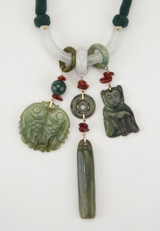 Green and White Jadeite Necklace