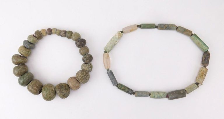 2 Pre-columbian Jade-ite Stone Necklaces