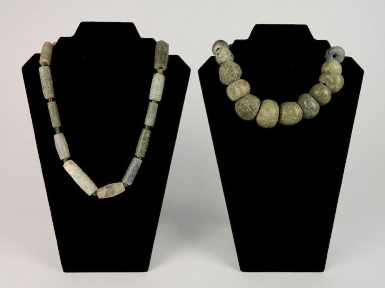 2 Pre-columbian Jade-ite Stone Necklace
