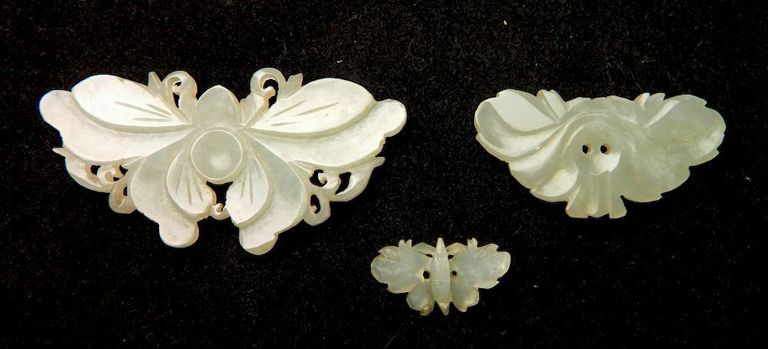 19th C. Chinese 3 Carved Jade Pendants