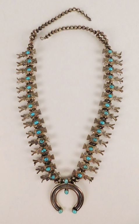 Old Style Silver Navajo Necklace Box Bow