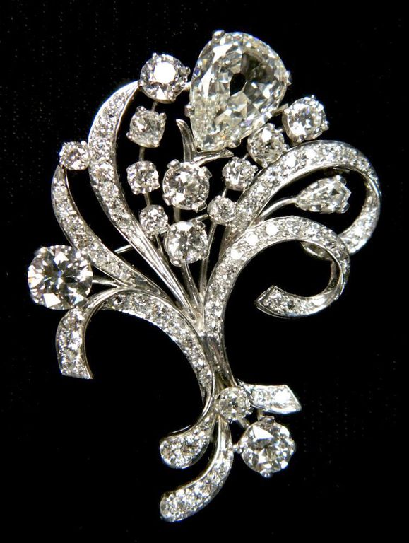 Platinum and diamond brooch