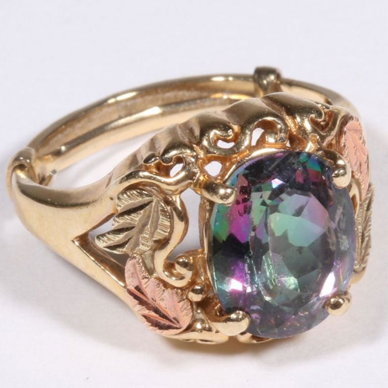 10k black hills yellow gold mystic topaz gemstone ring