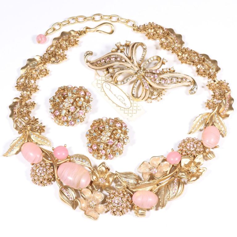 Oscar de la Renta designer couture 3pc. jewelry group