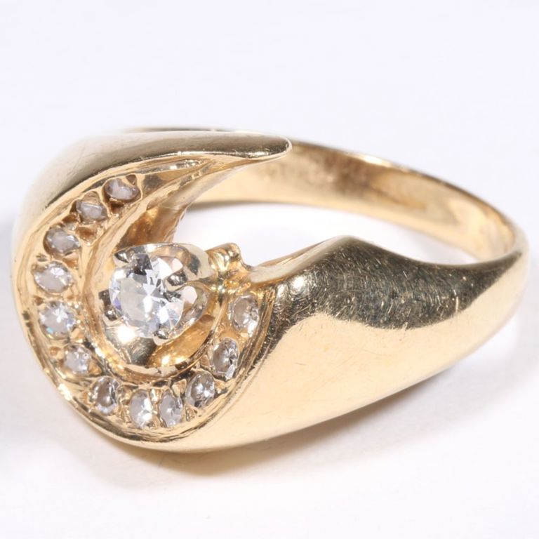 14k yellow gold diamonds horseshoe ring