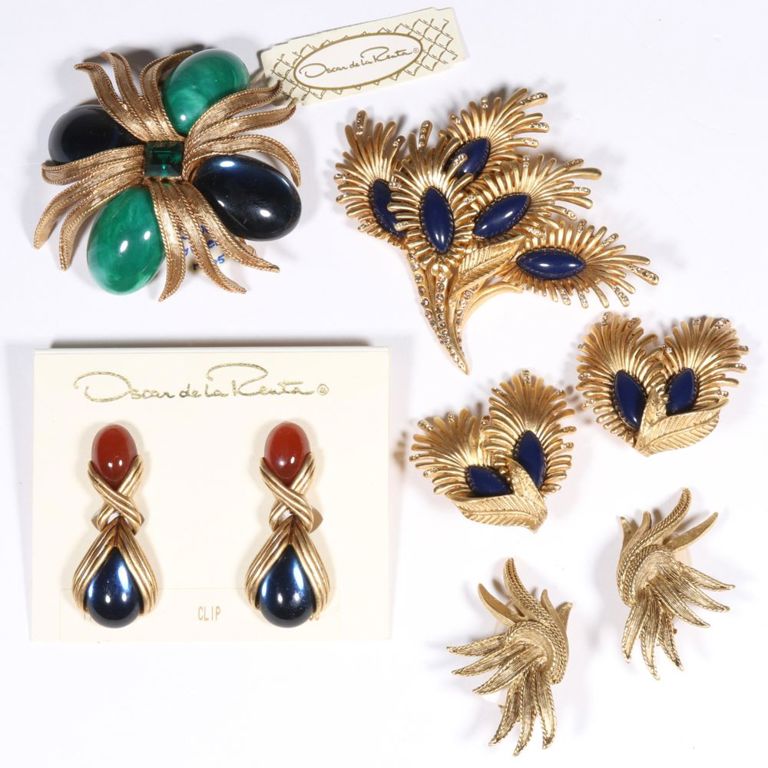 Oscar de la Renta designer couture 5pc. jewelry group
