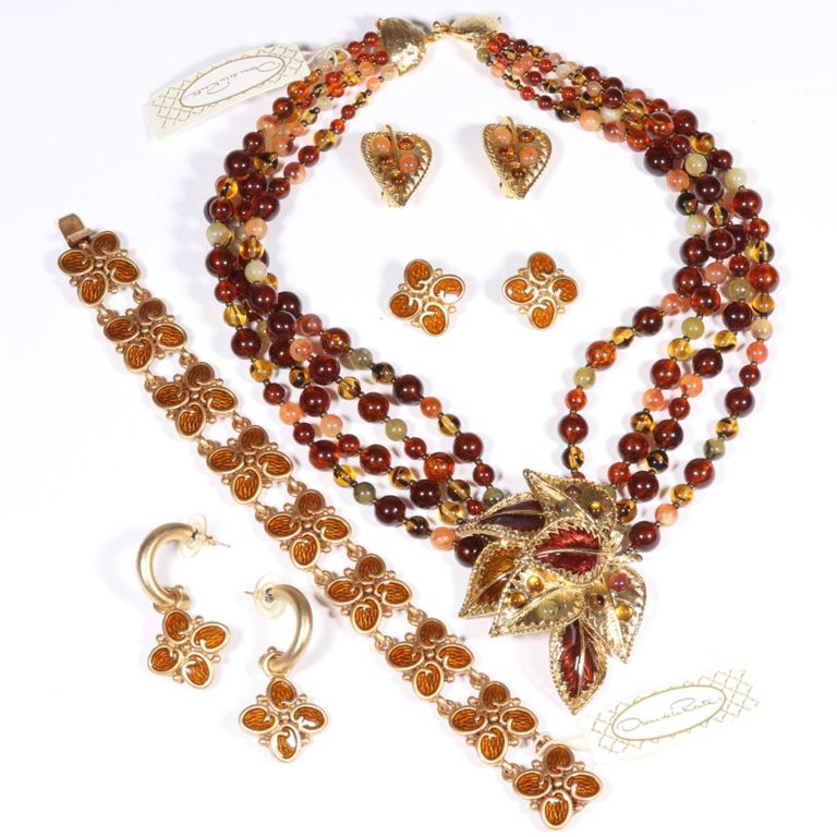 Oscar de la Renta designer couture 5pc. jewelry group