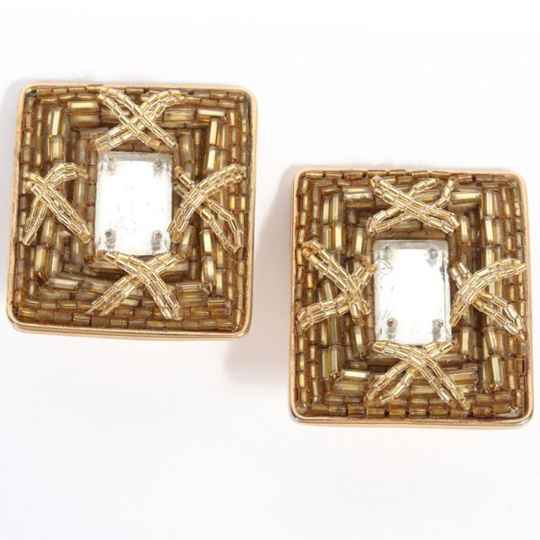 Gold-plated mirror bead earrings
