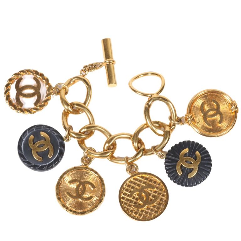 Chain link monogram charm bracelet