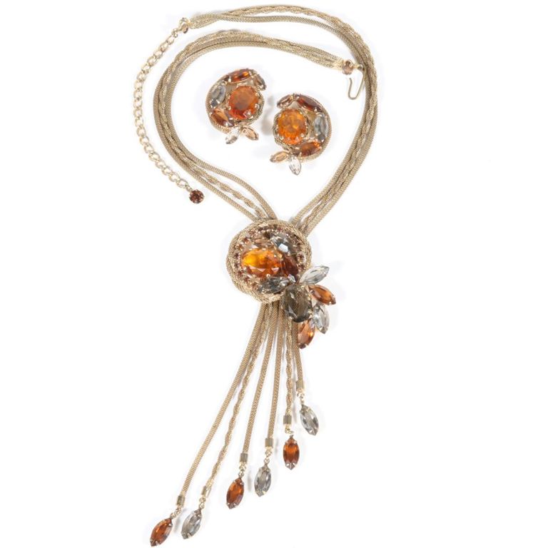DeLizza & Elster Juliana (?) lariat style necklace and matching earrings