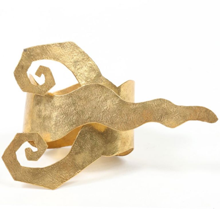 Textured gold tone metal bracelet