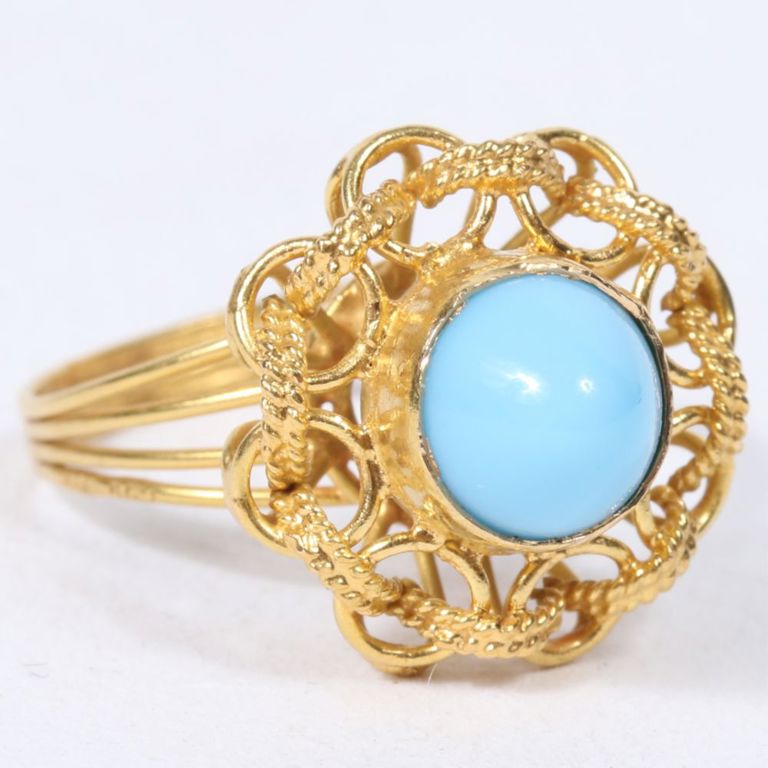 18k yellow gold turquoise ring