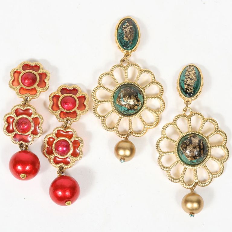 Two pairs of long dangle earrings