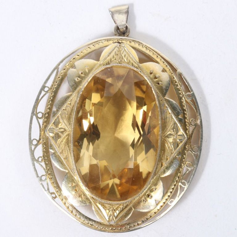 Sterling vermeil citrine pendant